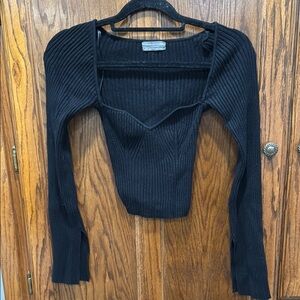 Urban Outfitters Black Ribbed Long Sleeve Top